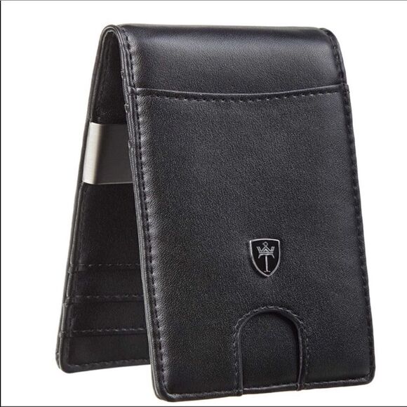 Leather Wallet with Money Clip Credit Card Holder - Picture 1 of 7